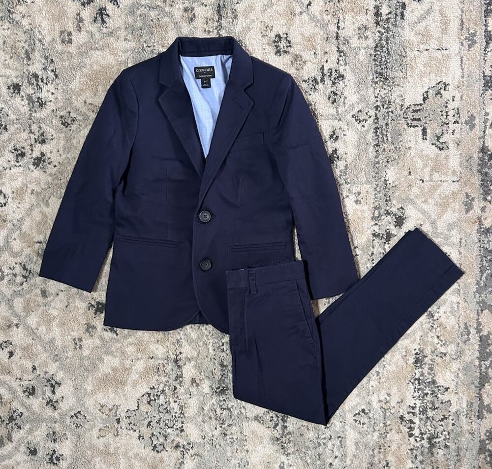 J. Crew Crewcuts Thompson Boys Suit Set Jacket & Pants Boys 6-7 Navy Blue Formal